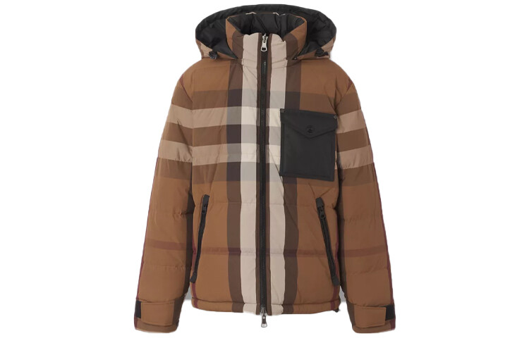 

Двусторонняя куртка-пуховик из нейлона в клетку Burberry, коричневый