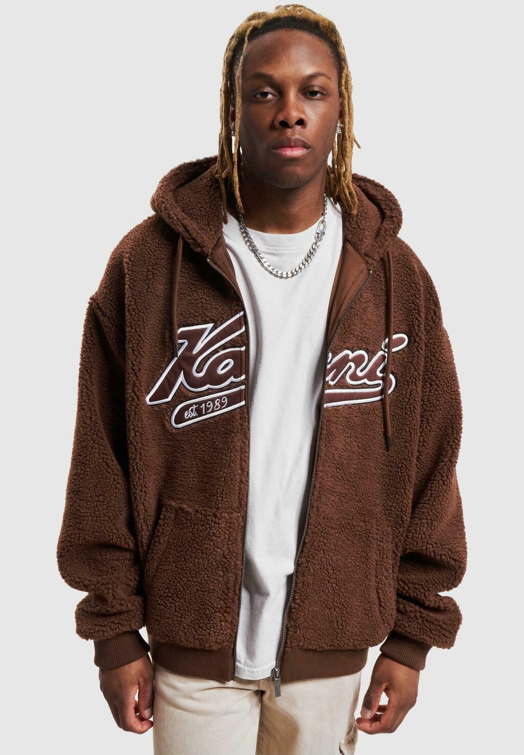 

Флисовая куртка KM VARSITY TEDDY FULL ZIP Karl Kani, коричневый