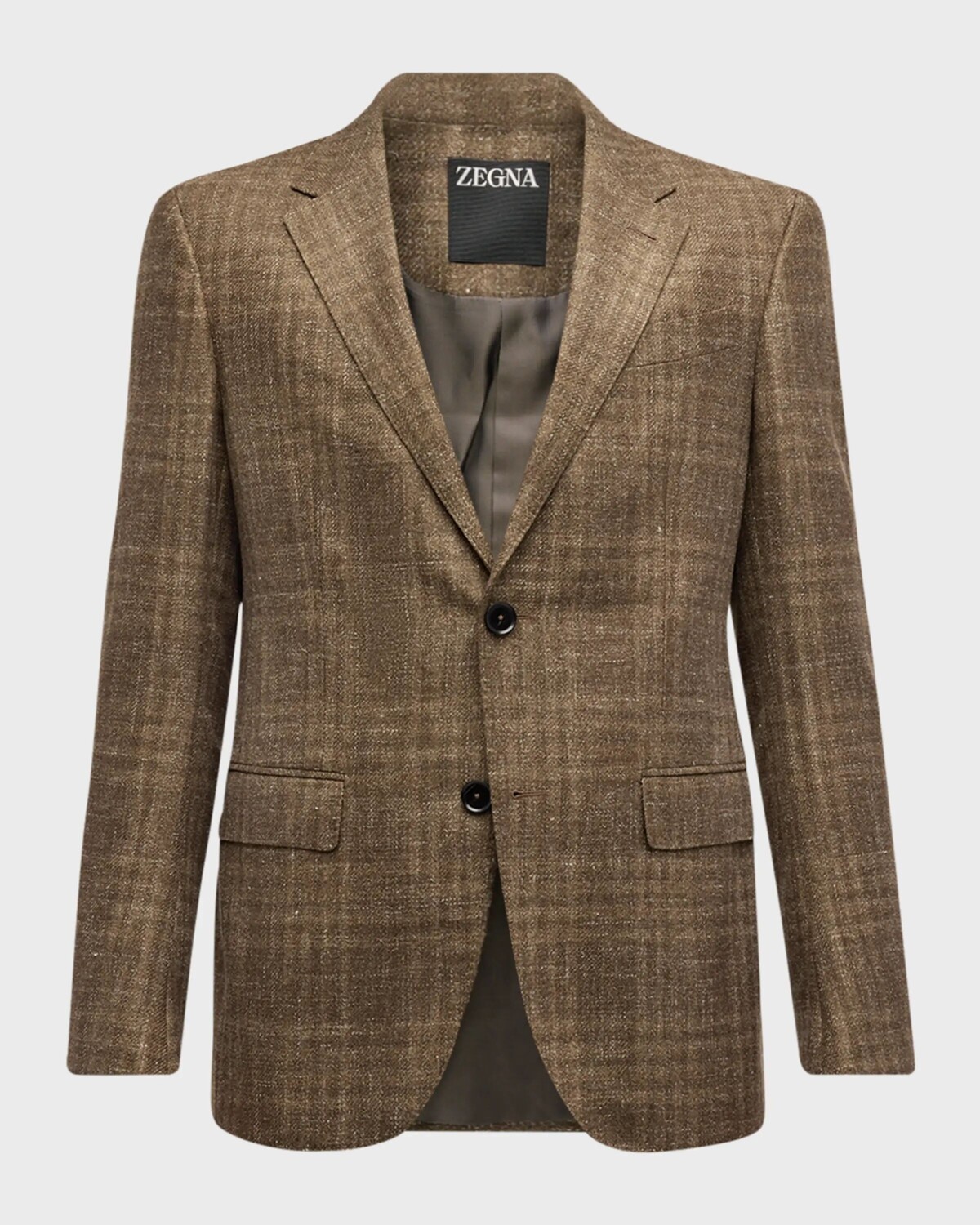 

Мужское спортивное пальто в клетку из смесовой шерсти Zegna, цвет Md Brw Ck