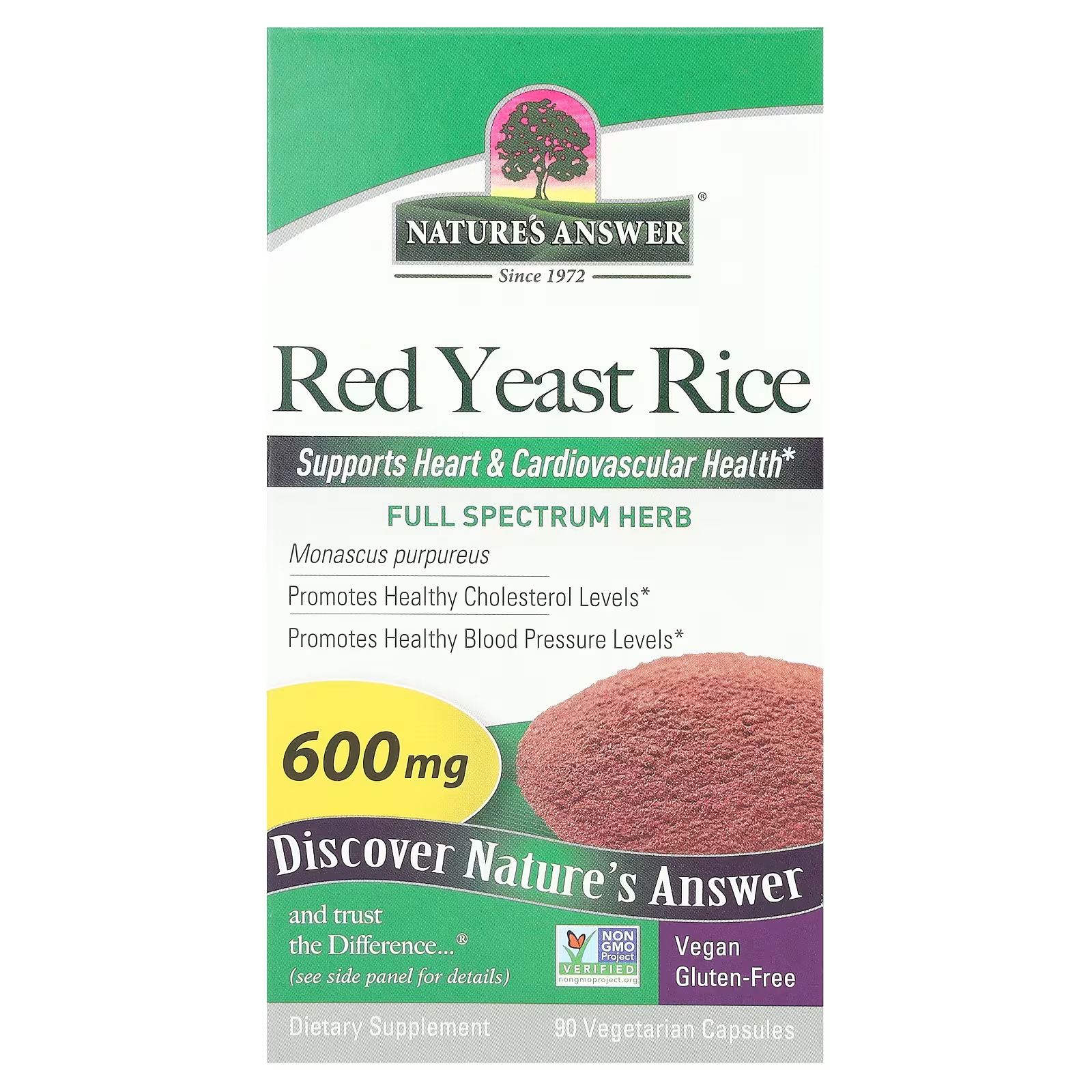 Красный дрожжевой рис Nature's Answer 600 мг, 90 капсул красный дрожжевой рис cholesterice 90 капсул bluebonnet nutrition