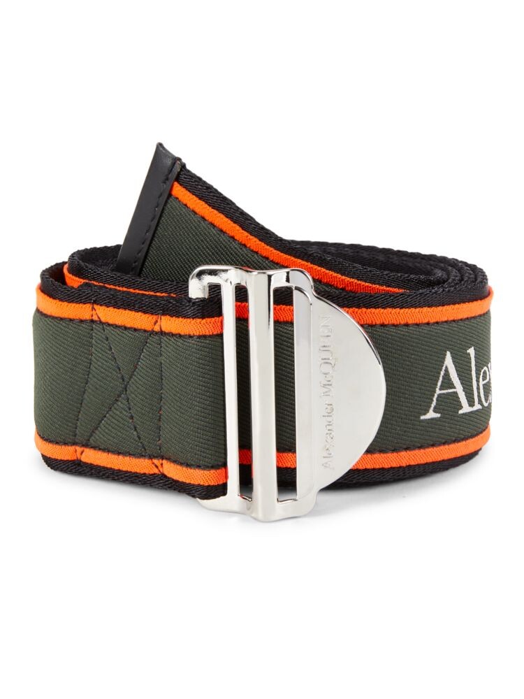 

Ремень из парусины с логотипом и кромкой Alexander Mcqueen, цвет Green Orange
