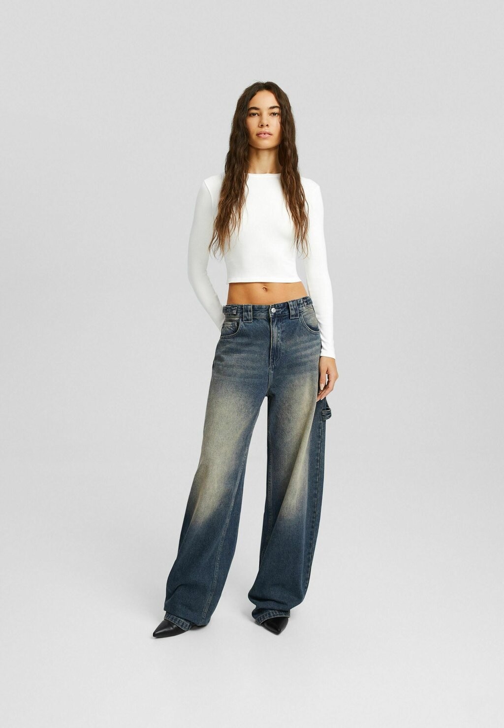 

Топ с длинными рукавами CREW NECK-PACK OF 2 Bershka, цвет white