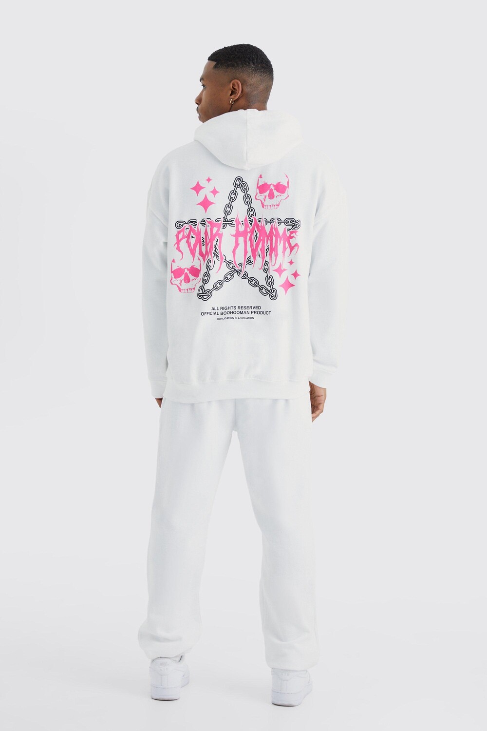 

Спортивный костюм с капюшоном pour homme Boohoo, белый