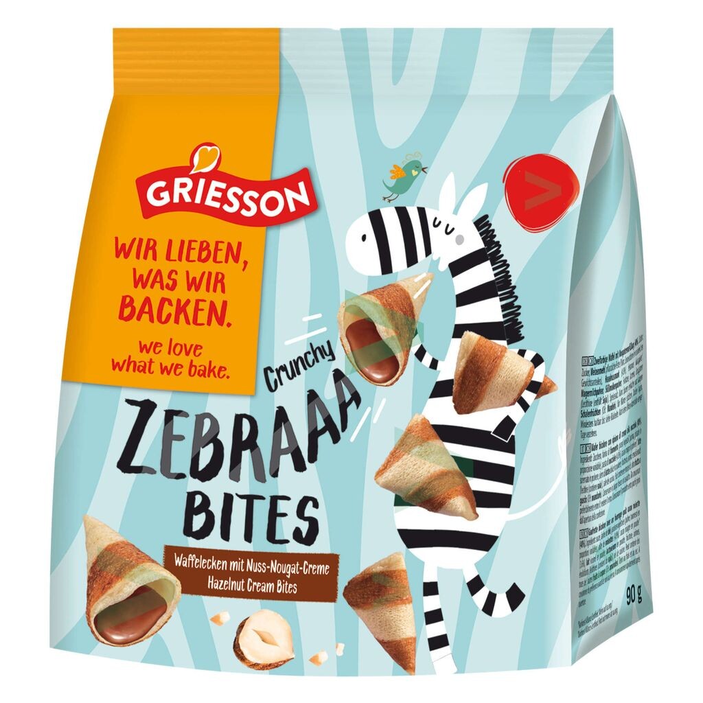

Griesson Zebraaa Bites хрустящие легкие вафельные трубочки (пакетик 90г) + usy блок