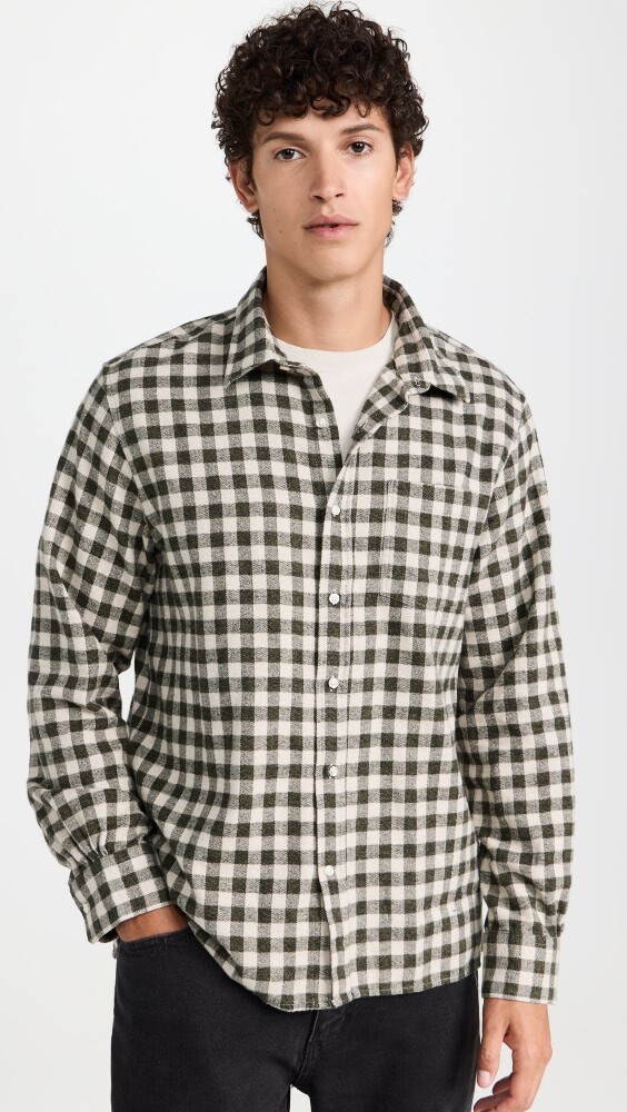 

Рубашка Officine Generale Alex Jap Mini Check Herringbone, бежевый