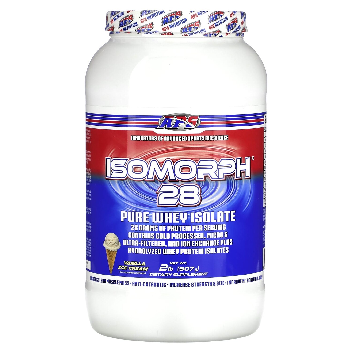 

Isomorph 28, чистый изолят сыворотки, ванильное мороженое, 907 г (2 фунта), APS