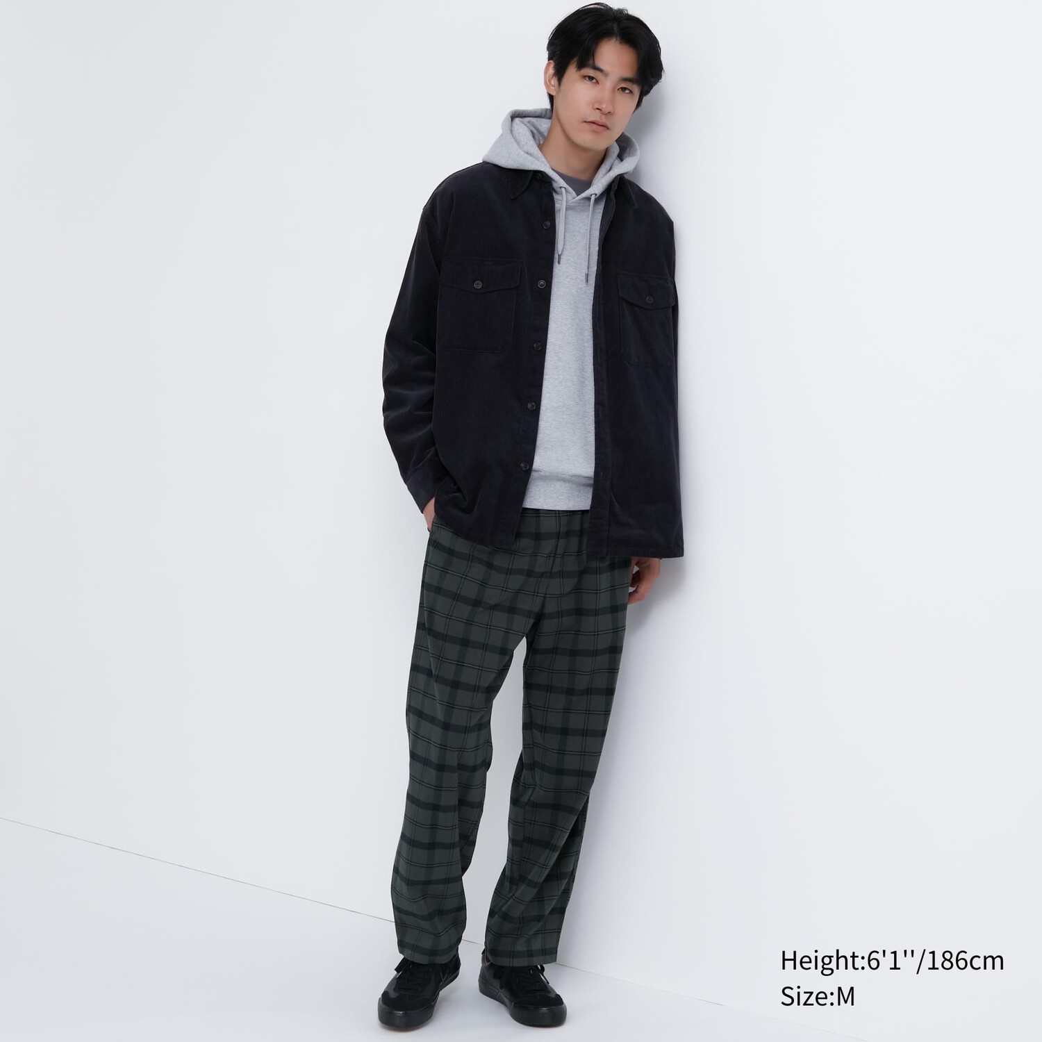 

Фланелевые брюки длиной до щиколотки с легким рисунком Uniqlo, темно-серый
