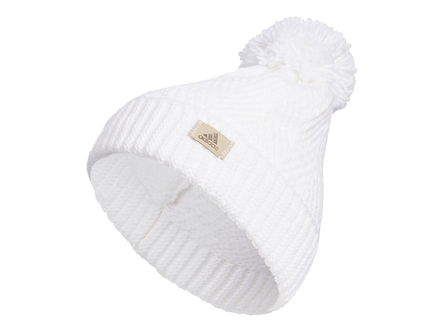 Шапка-бини Adidas, белый шапка бини с двойным меховым помпоном женские зимние шапки вязаная шерстяная шапка шапки шапки для женщин и девочек вязаная шапка с мехо