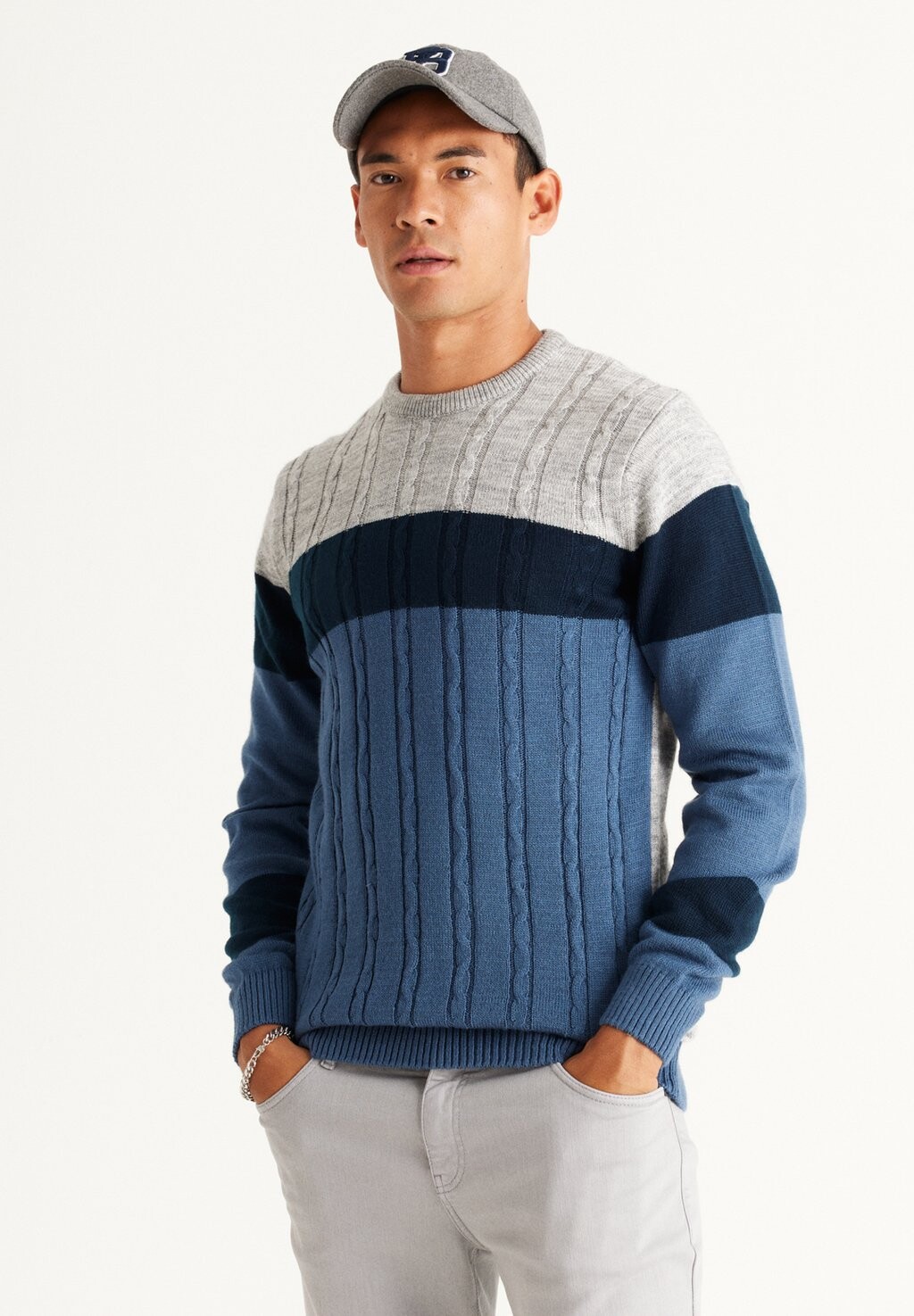 

Вязаный свитер STANDARD FIT O COLLAR AC&CO / ALTINYILDIZ CLASSICS, цвет grey blue black