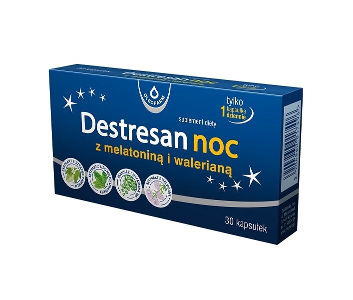 

Destresan Noc z Melatoniną i Walerianą успокаивающее и снотворное, 30 шт.
