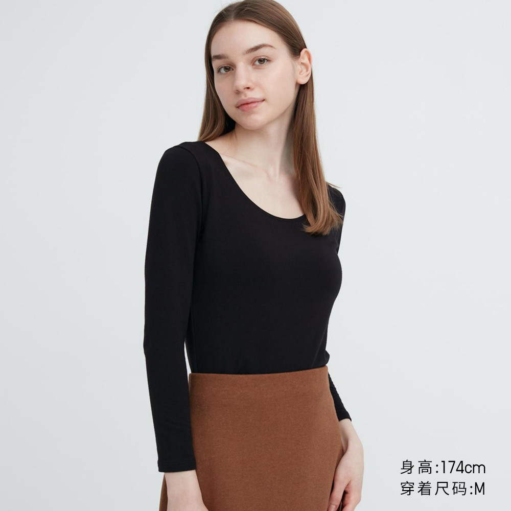 

Женская футболка Uniqlo HEATTECH из смесового хлопка, черный