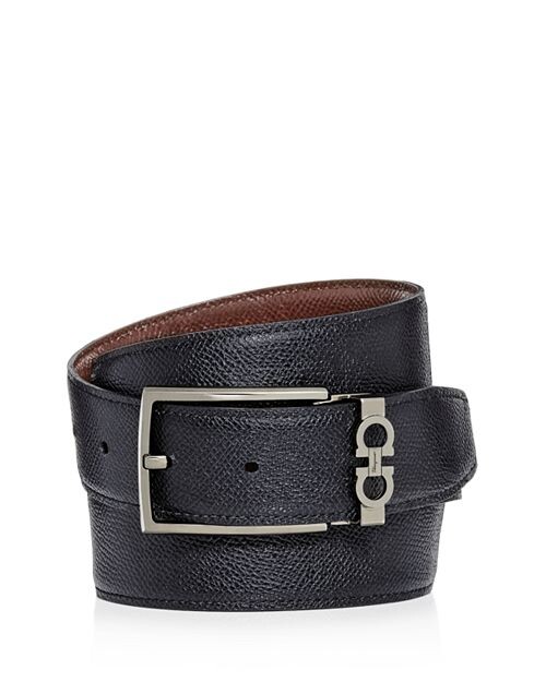 

Мужской двусторонний кожаный ремень Salvatore Gancini Keeper Ferragamo, цвет Black