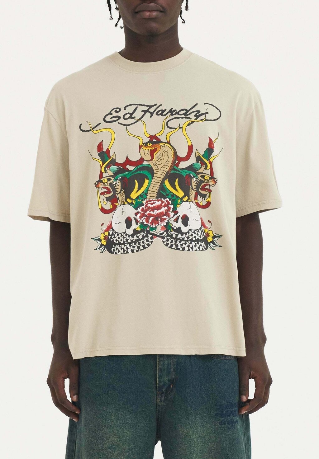 

Футболка с принтом Ed Hardy, бежевый