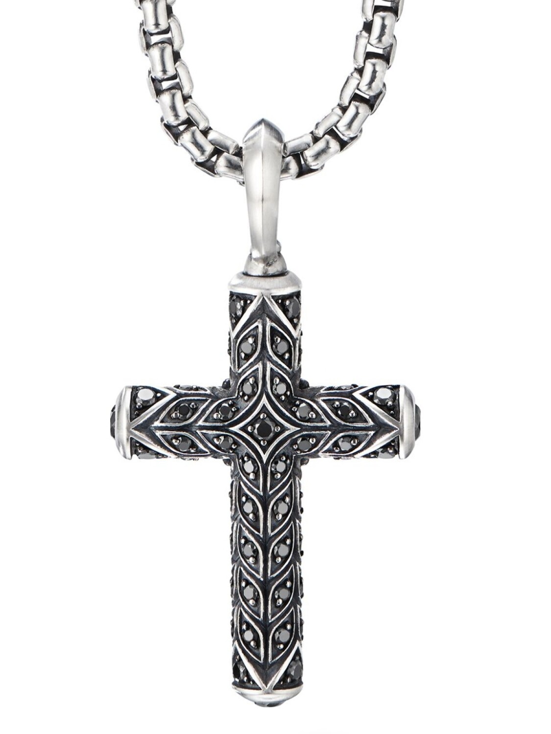 

Серебряная подвеска-крест с бриллиантами David Yurman, серебряный