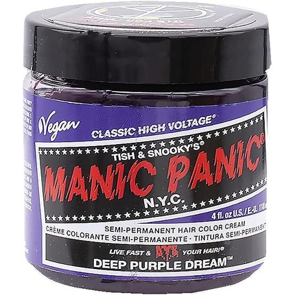 Краска для волос Manic Panic Deep Purple Dream Classic Creme Vegan, фиолетовая полуперманентная краска для волос без жестокости, 118 мл
