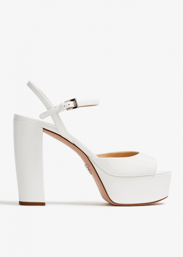 Сандалии Prada High-Heeled Patent Leather, белый сандалии prada quilted nappa leather heeled бежевый