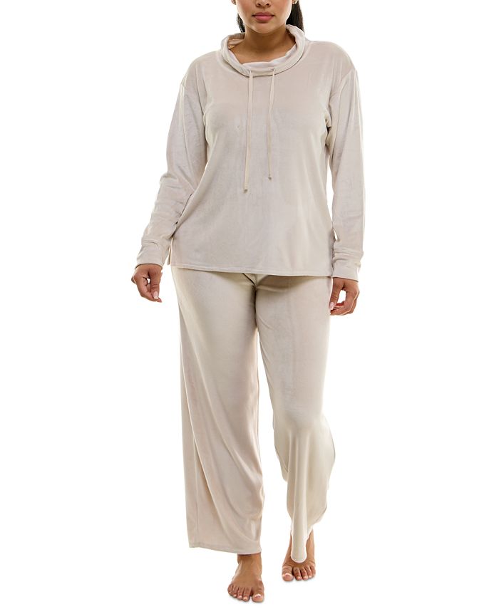 Женские 2 шт. Велюровый пижамный комплект с капюшоном Roudelain, серый