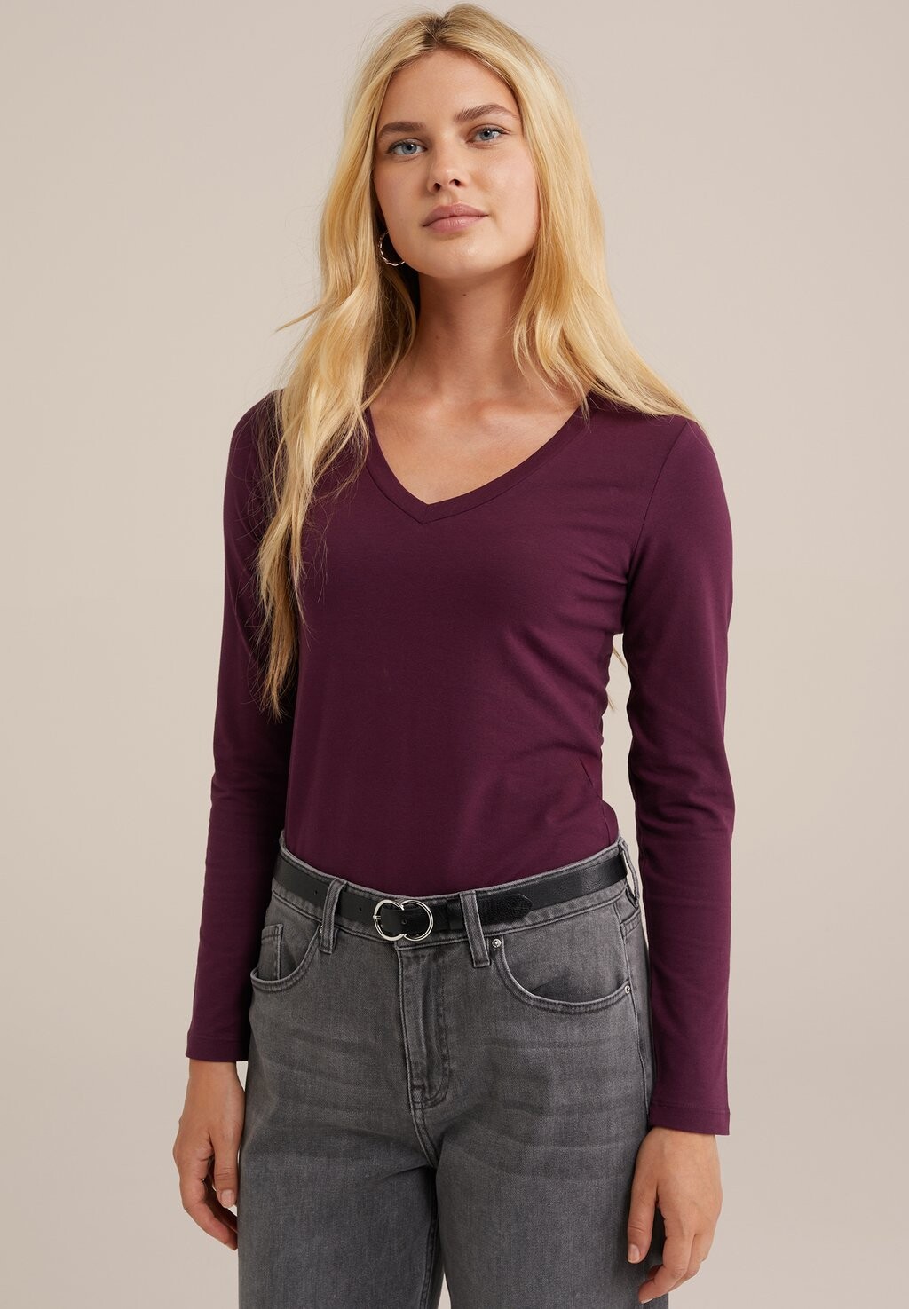 

Топ с длинными рукавами WE Fashion, темно-фиолетовый
