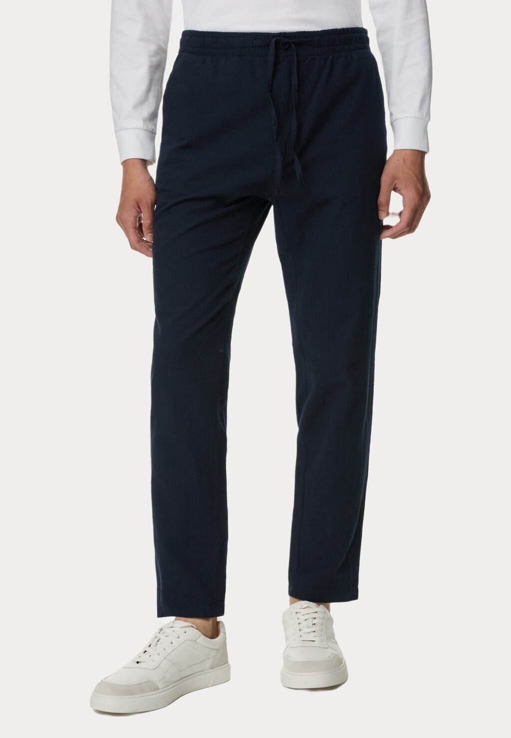 

Брюки REGULAR FIT PURE COTTON SEERSUCKER Marks & Spencer, темно-синий