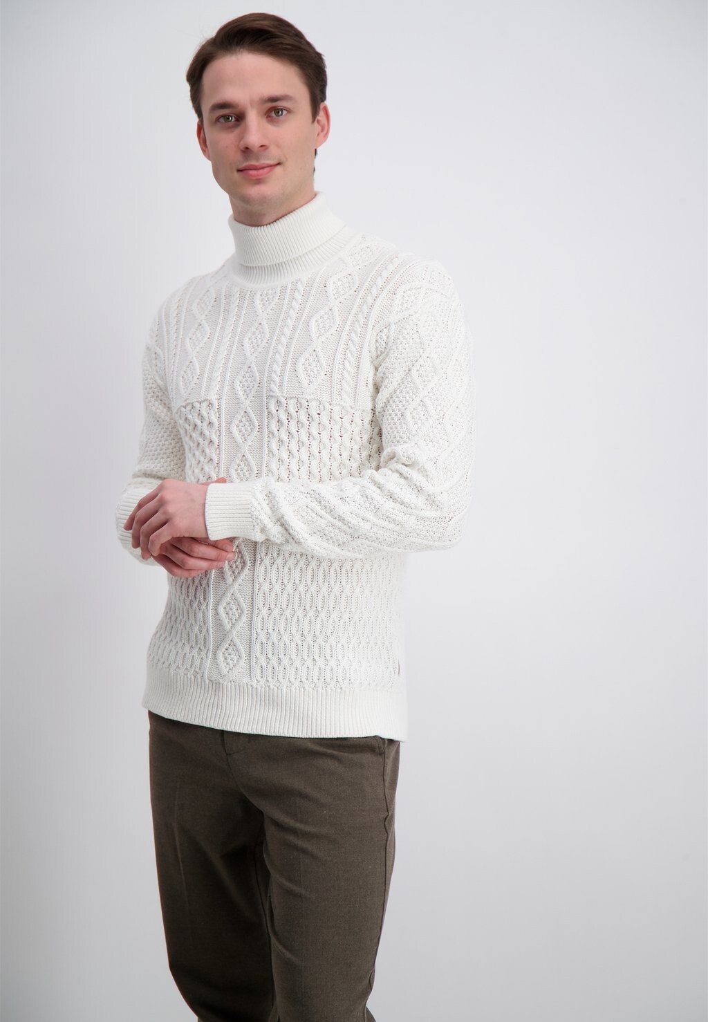 

Свитер Lindbergh Patchwork Roll Neck, светло-бежевый, Серый