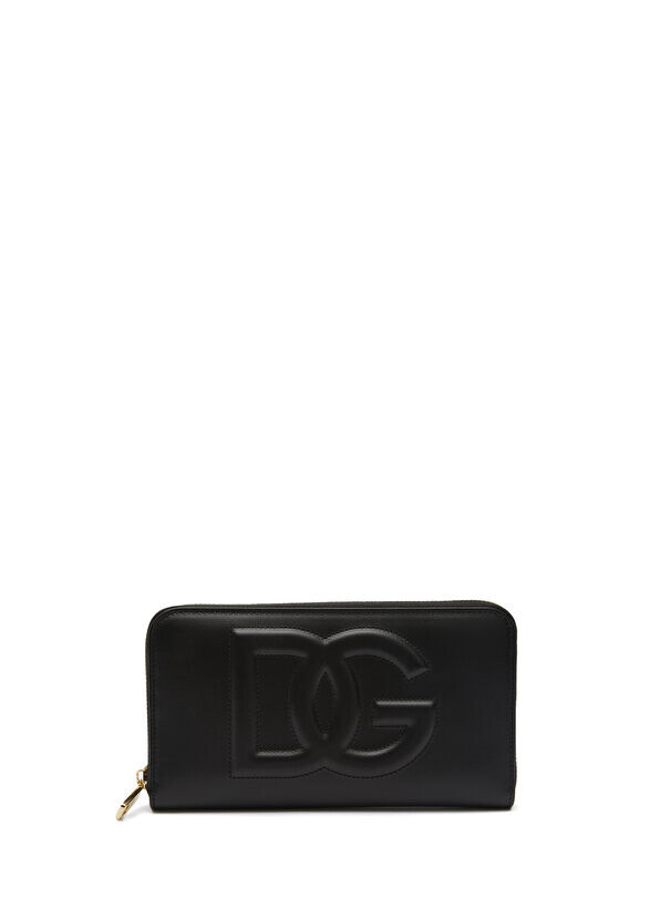 

Женский кожаный кошелек с черным логотипом Dolce&Gabbana