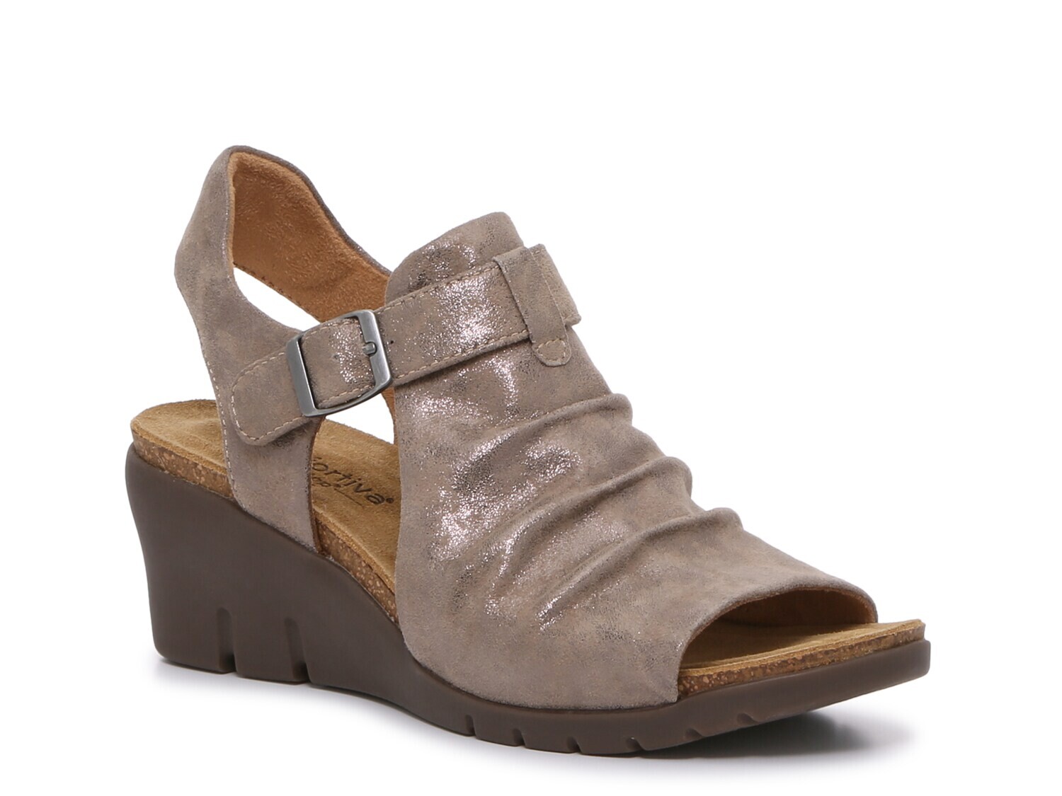 

Сандалии Comfortiva Arrosa на танкетке, smoke suede