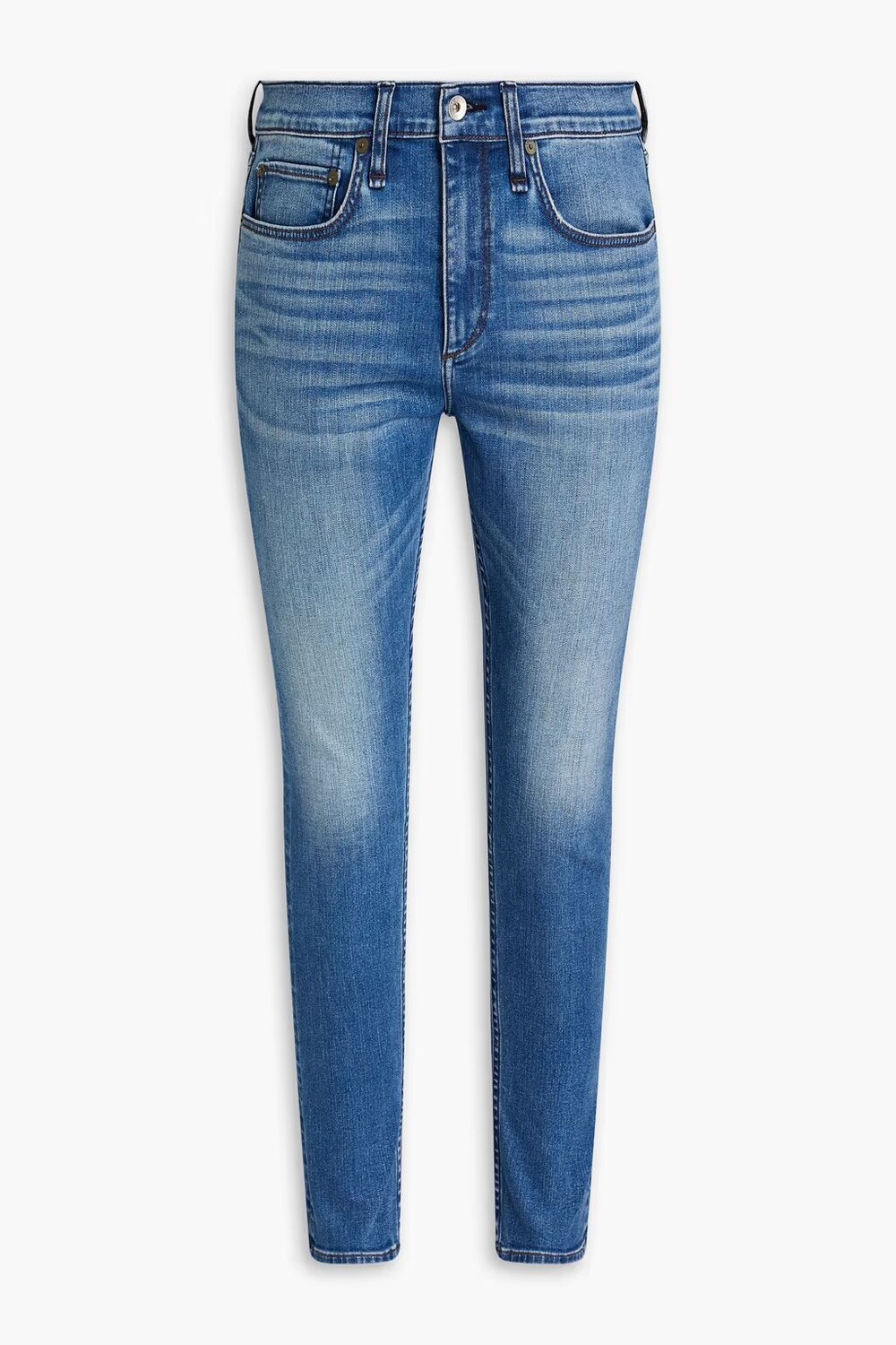 

Джинсы скинни Fit 1 из денима с бахромой Rag & Bone, средний деним