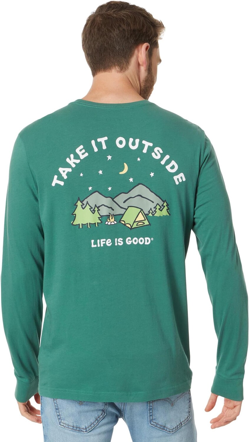 

Футболка Crusher-Lite с длинными рукавами Take It Out Camping Life is Good, цвет Spruce Green
