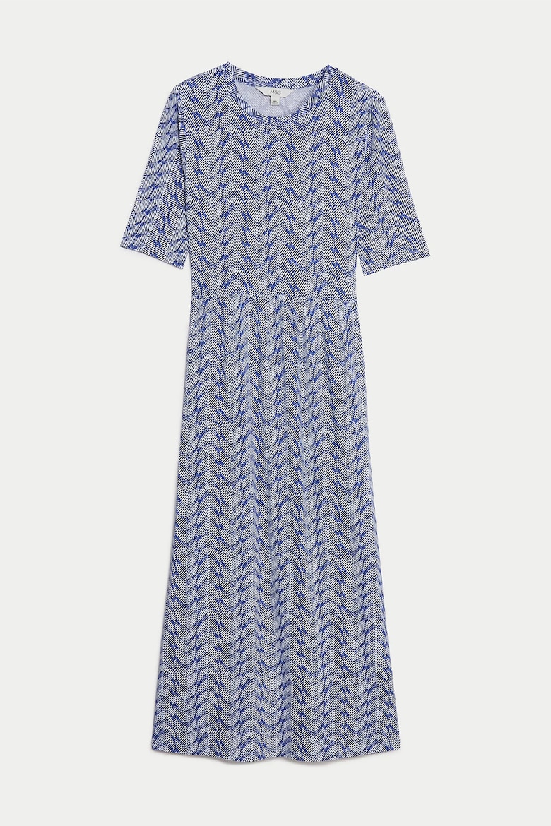 Вырезанное платье с принтом Marks & Spencer, синий