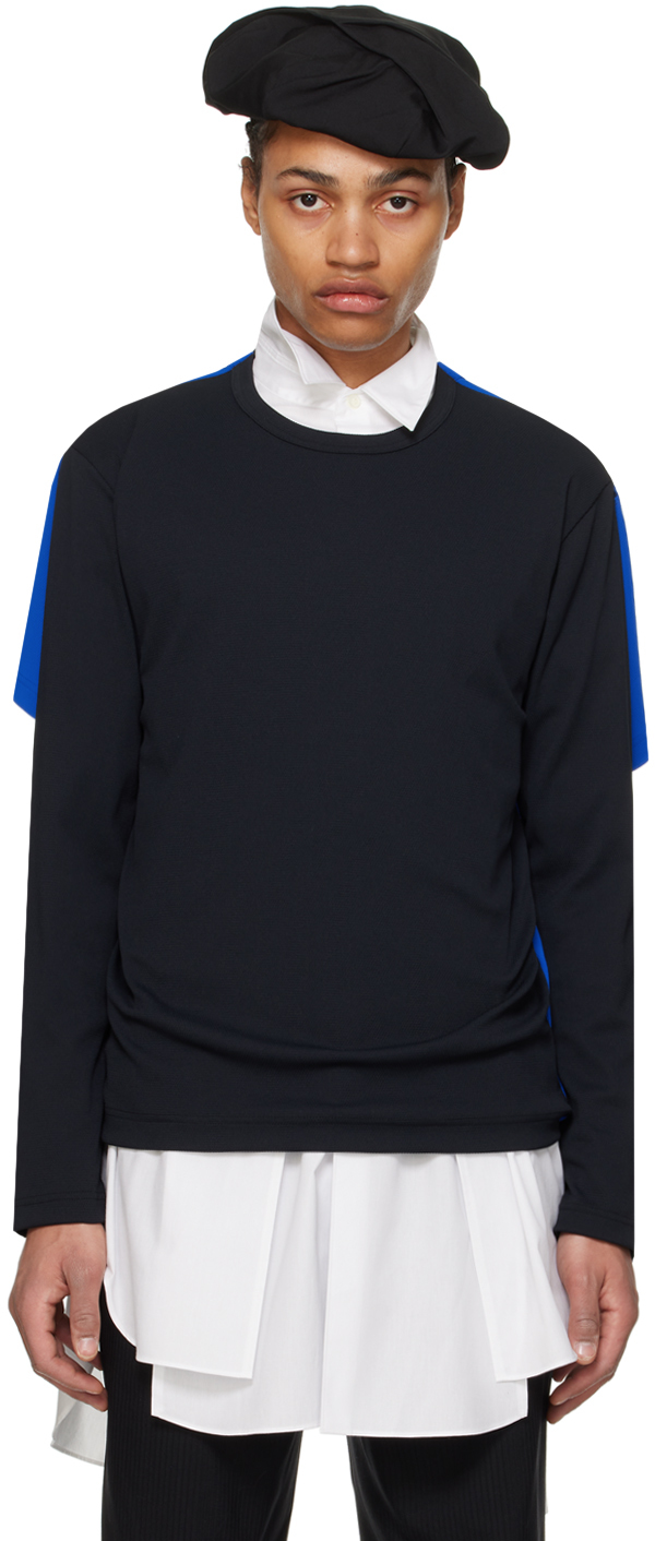 Черно-синяя многослойная футболка с длинным рукавом Comme Des Garcons футболка для девочек inextenso с длинным рукавом синяя