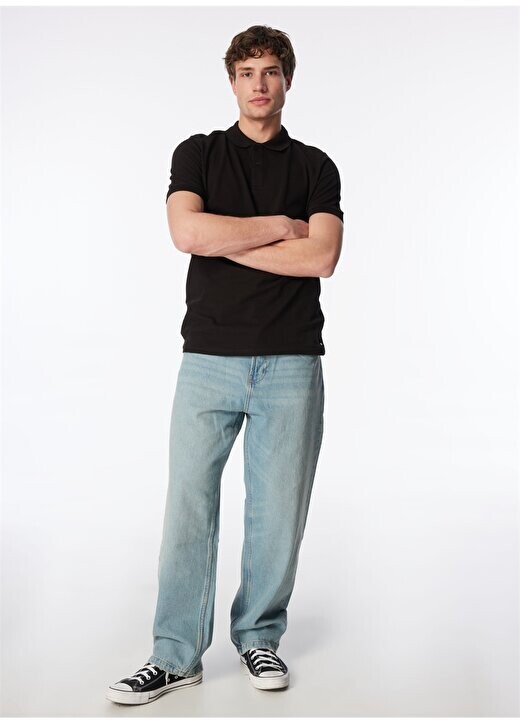 

Черная мужская футболка Polo Neck 232 LCM 242063 ARCH BLACK Lee Cooper, черный