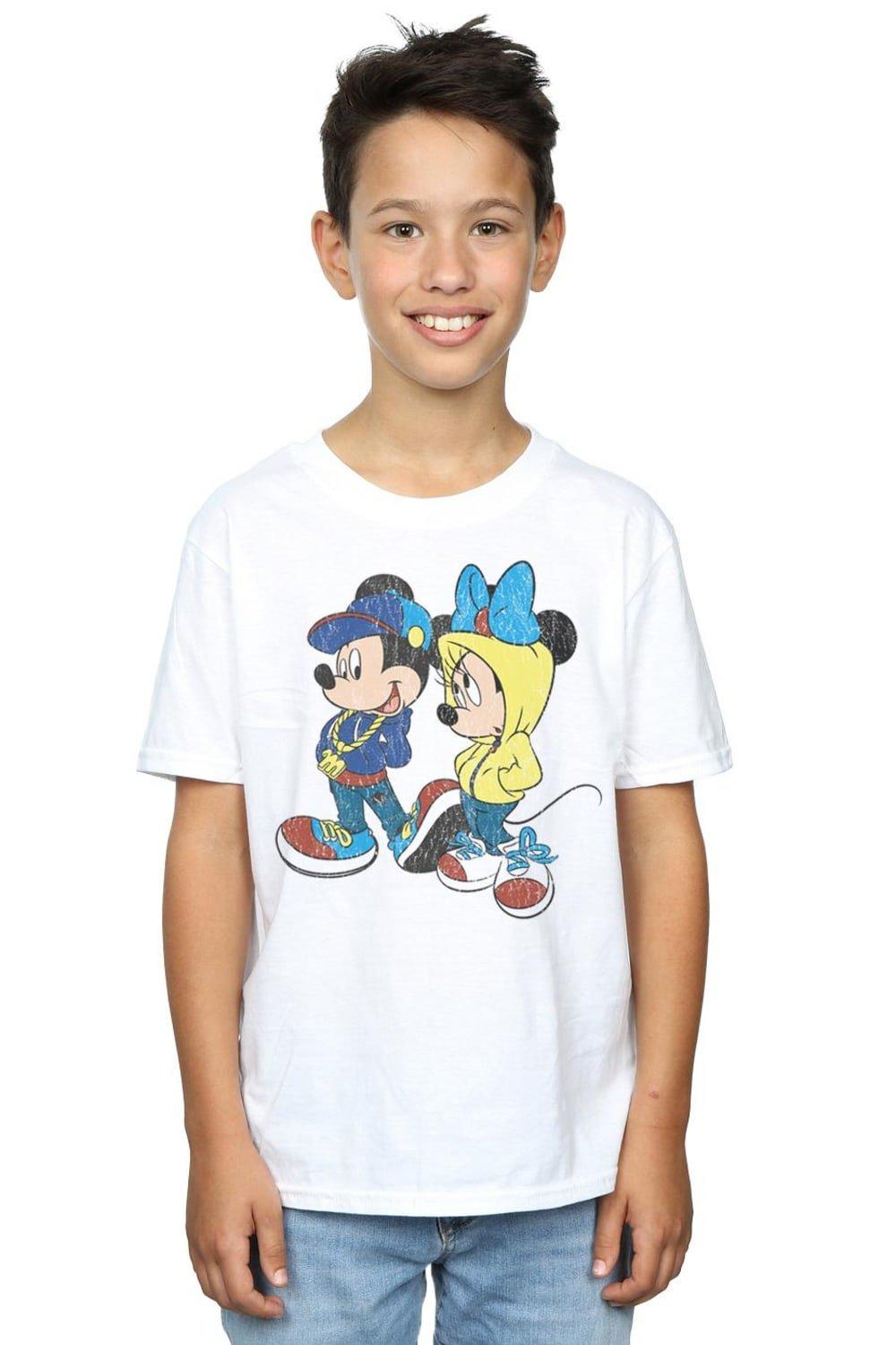 цена Футболка с изображением Микки и Минни Маус Disney, белый