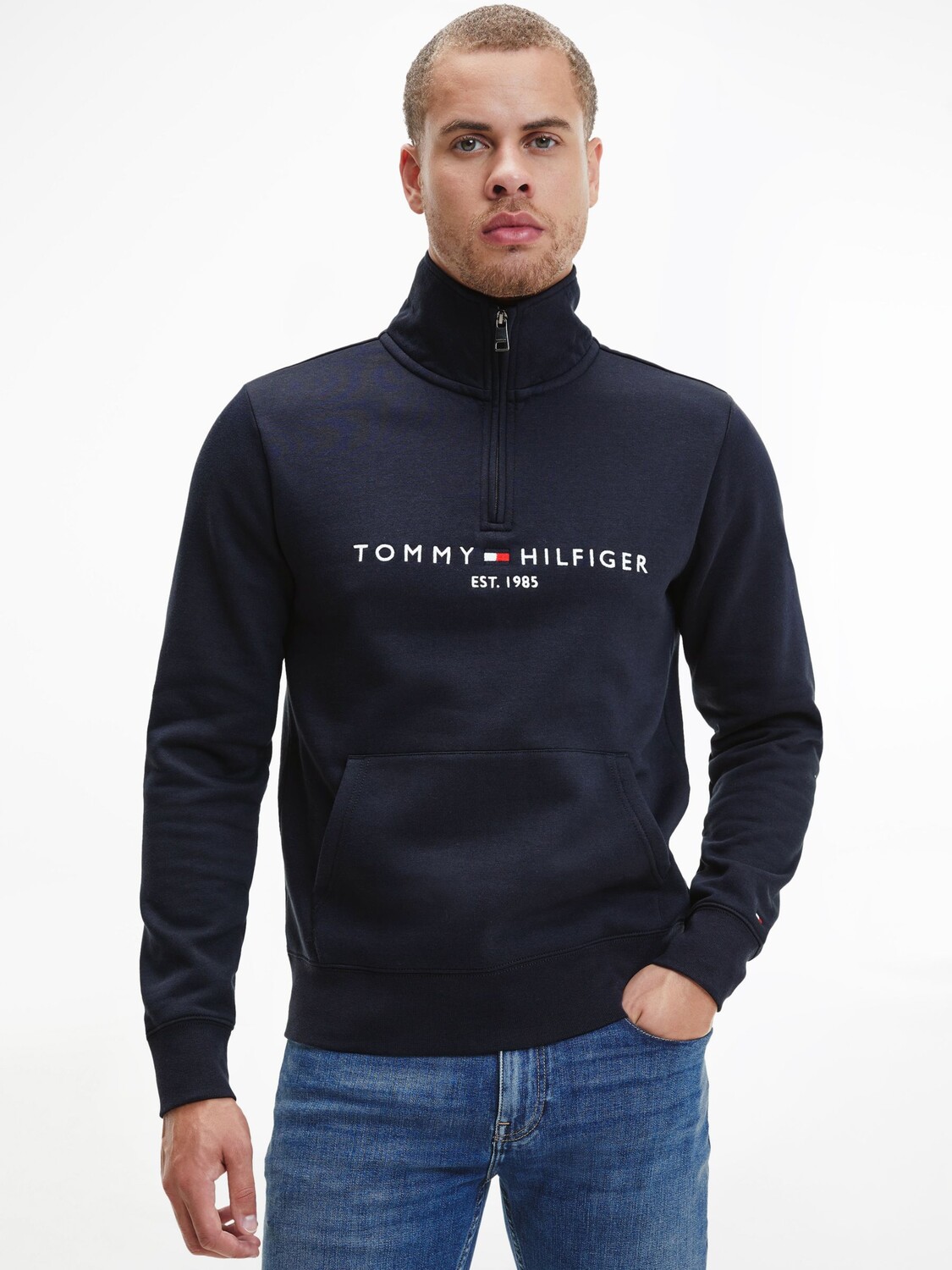 

Tommy Hilfiger Джемпер с воротником-стойкой и молнией Tommy Logo, Desert Sky