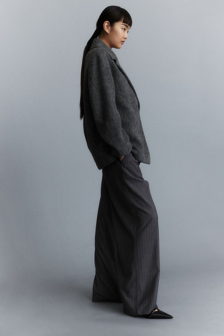 

Двубортный пиджак H&M With A Wool Blend, темно-серый