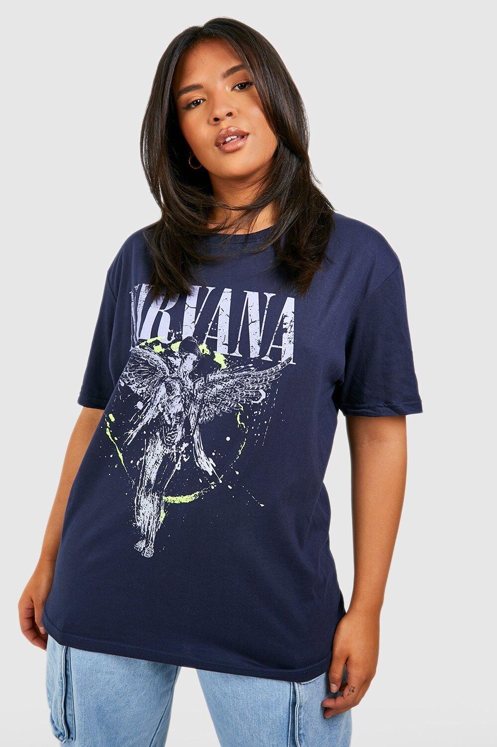 

Футболка plus nirvana neon pop band Boohoo, нави
