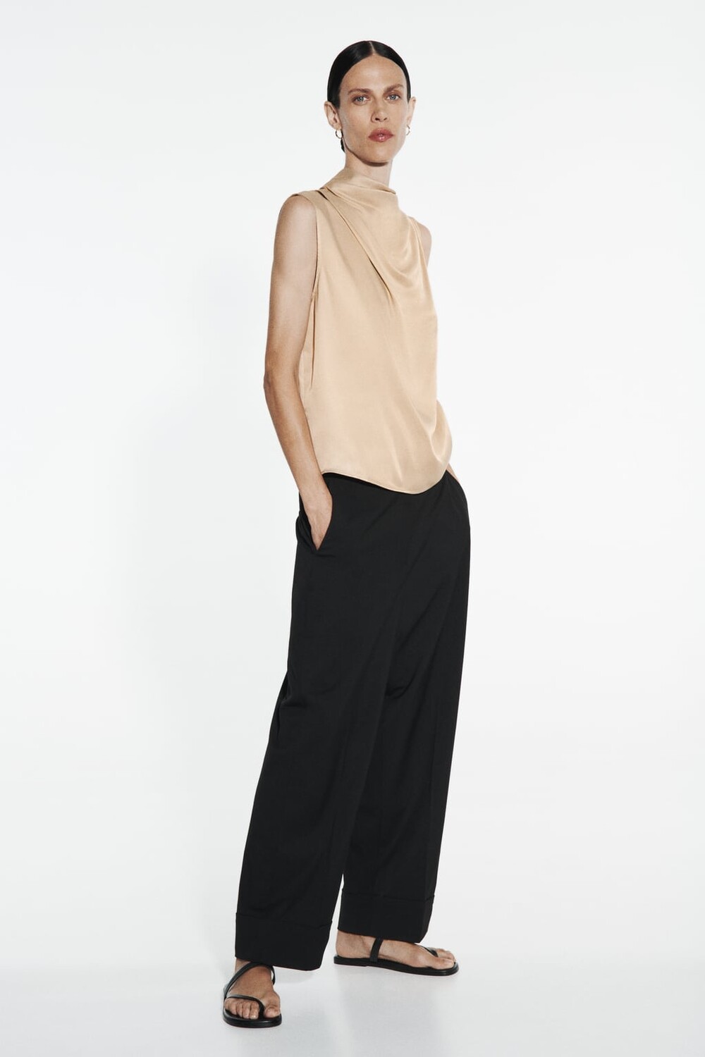 

Сатиновый топ ZARA, кава
