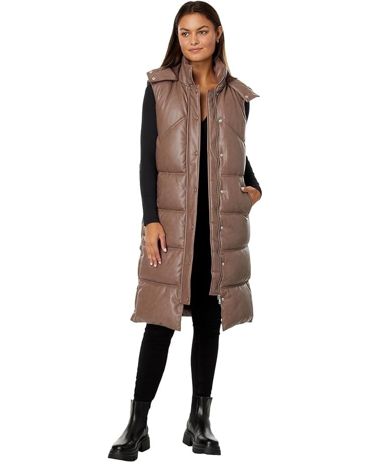 Утепленный жилет Avec Les Filles Faux Leather Puffer, цвет Caribou короткий жилет zara faux leather puffer черный