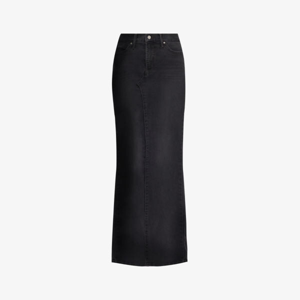 

Джинсовая юбка миди с высокой посадкой и потертостями Jean Vintage, черный