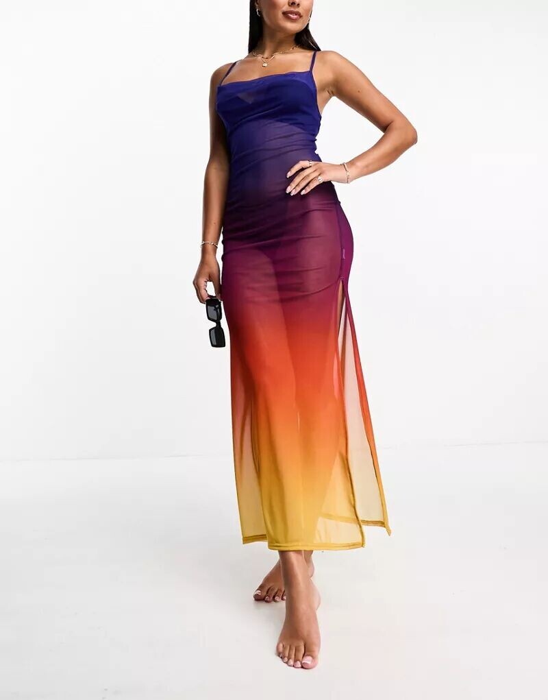 

Пляжное платье макси Miss Selfridge из градиентной сетки