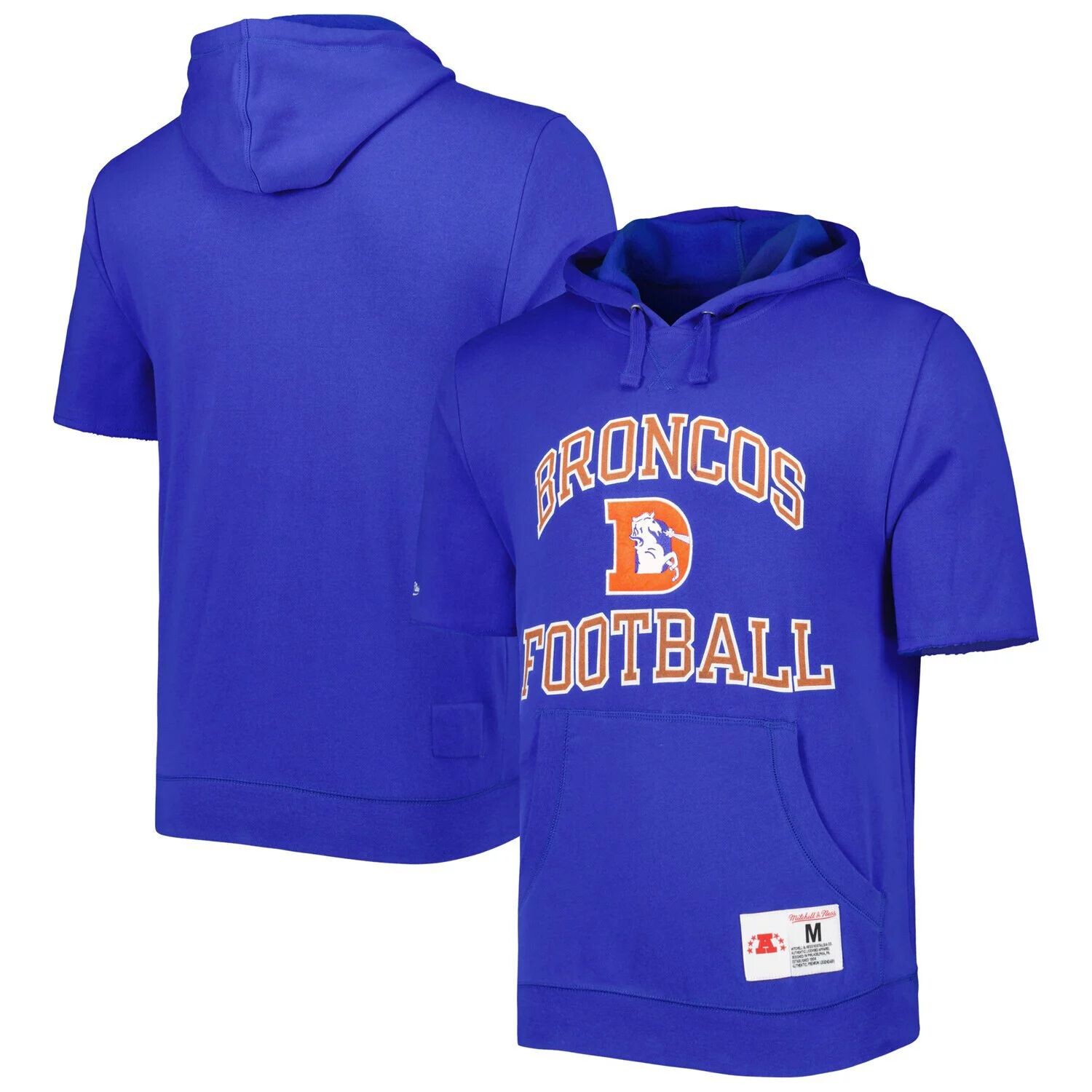 

Мужской пуловер с капюшоном с короткими рукавами Mitchell & Ness Royal Denver Broncos