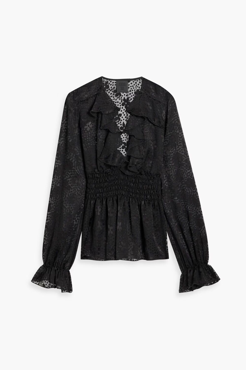 

Шифоновая блузка фил-купе с оборками Anna Sui, черный