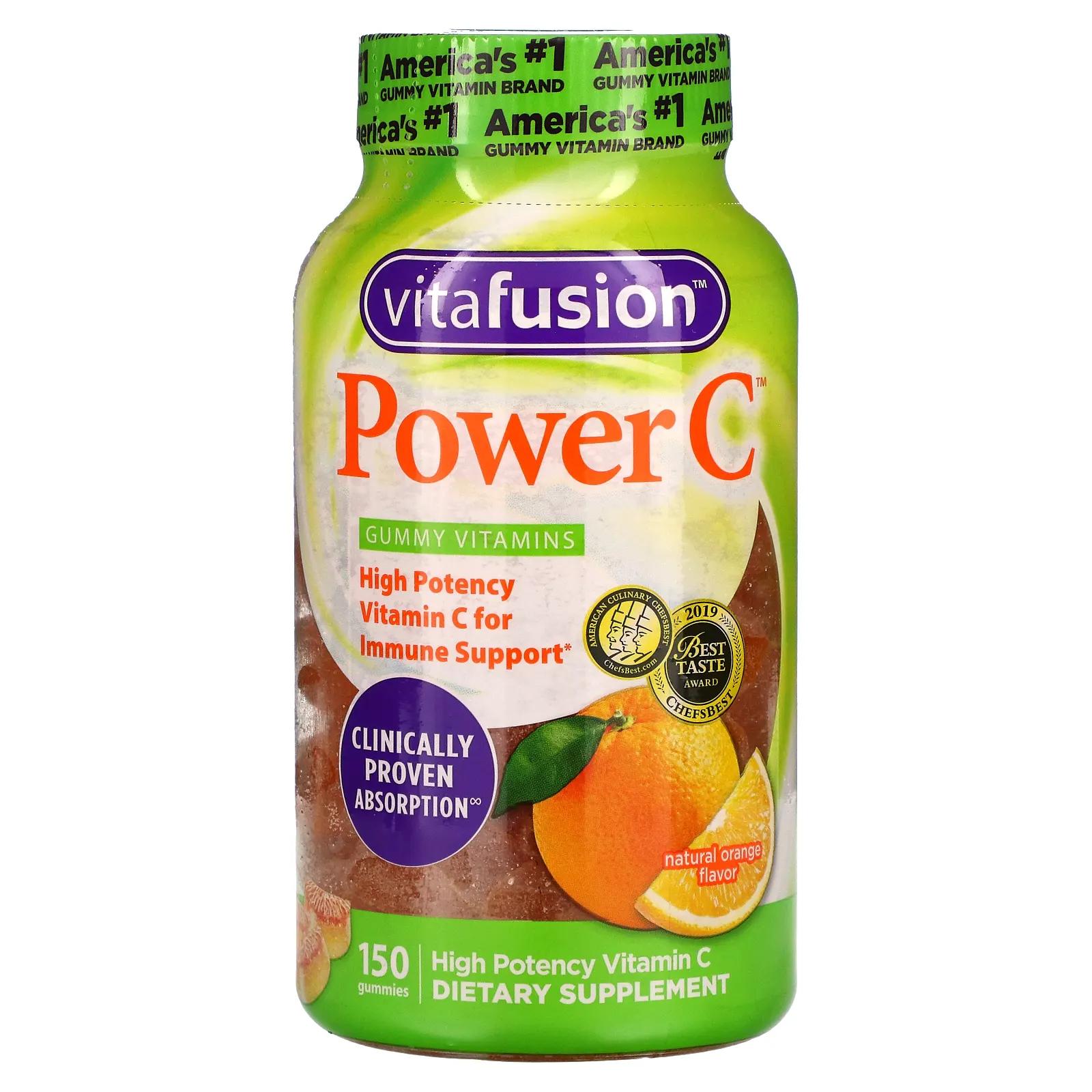 VitaFusion Power C поддержка иммунной системы натуральный вкус апельсина 150 жевательных таблеток цена и фото