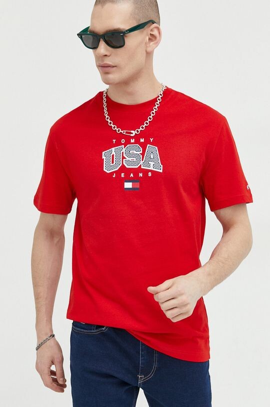 

Хлопковая футболка Tommy Jeans, красный