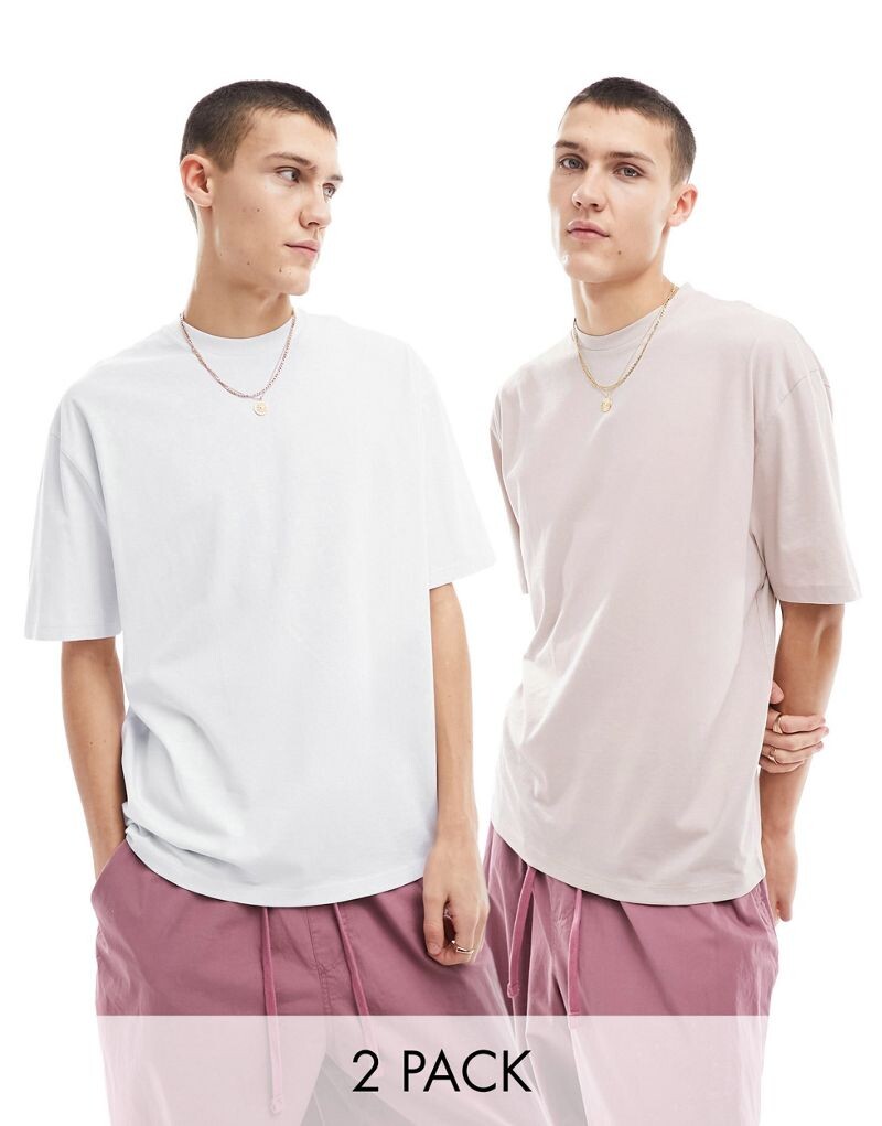 

ASOS DESIGN – комплект из 2 футболок оверсайз размытого розового и серого цветов