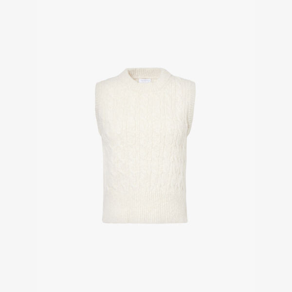 

Жилет шерстяной трикотажный Cable-Knit с круглым вырезом Sunspel, экрю