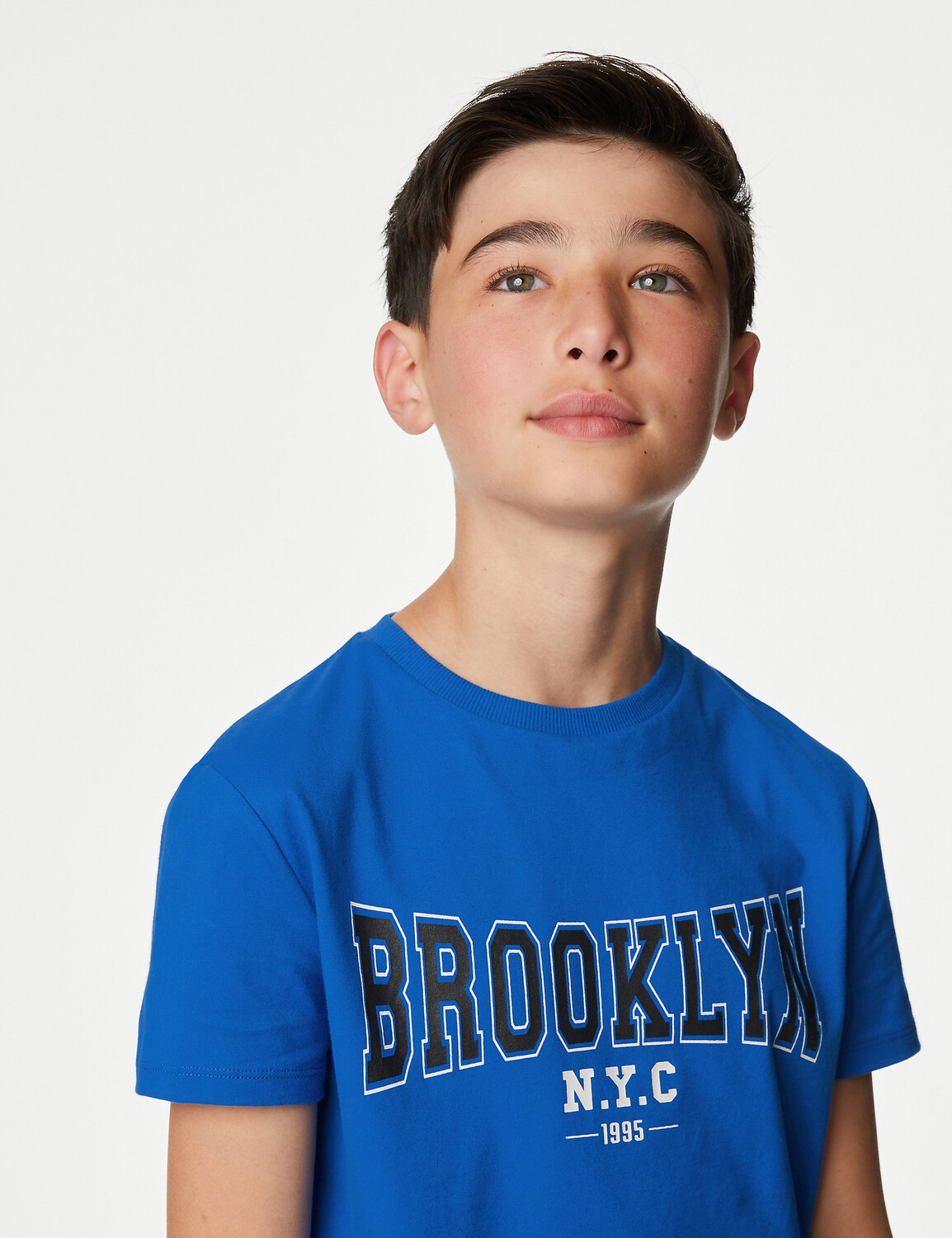 

Футболка «Бруклин» из чистого хлопка (6–16 лет) Marks & Spencer, ярко-голубой