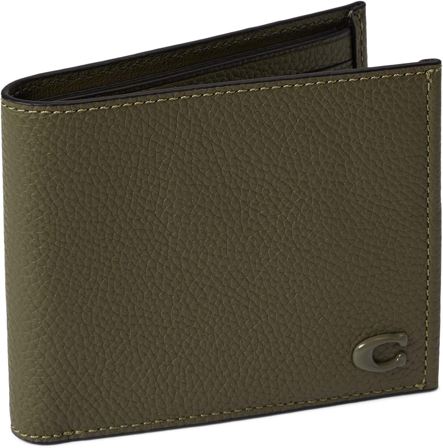 

Кошелек COACH Refined Double Bill in Pebble Leather w/ Sculpted C Hardware Branding, цвет Army Green