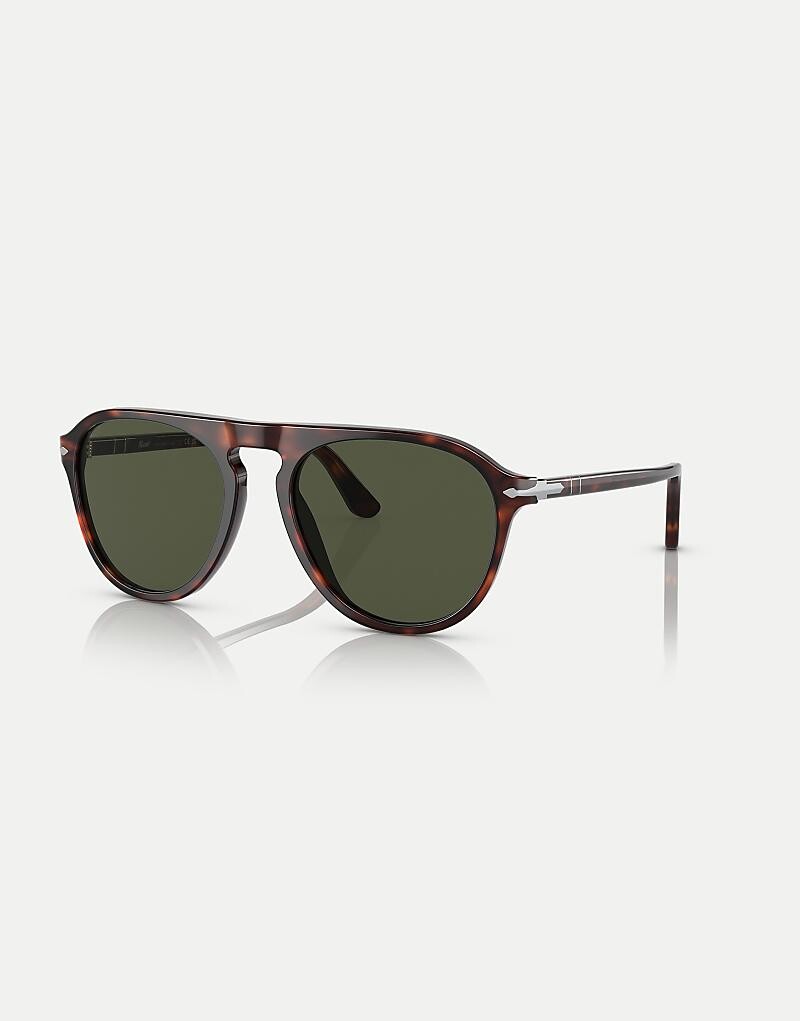 

Persol - po3302s - Темно-коричневые солнцезащитные очки в черепаховом корпусе с зелеными линзами