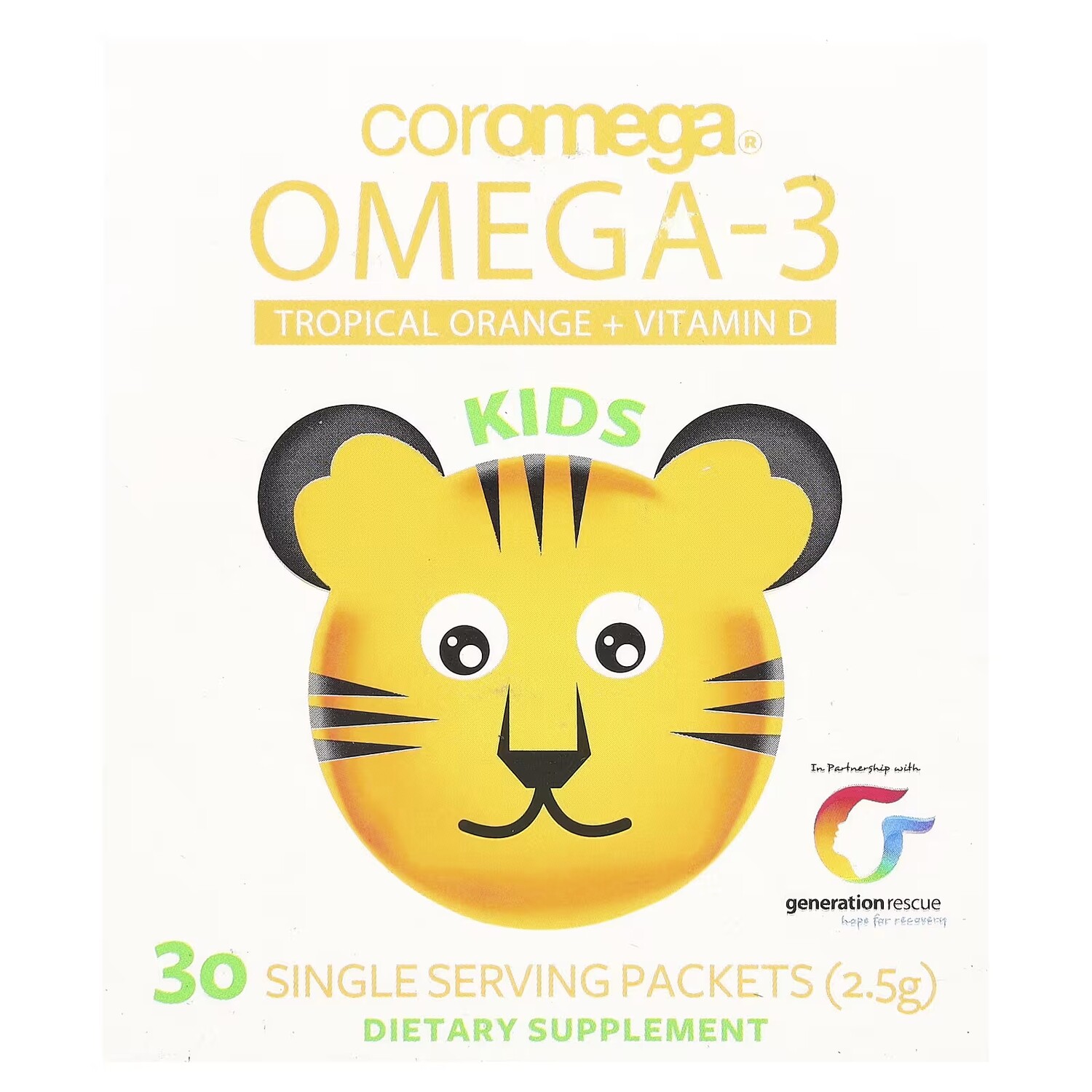 

Омега-3 Coromega Kids тропический апельсин + витамин D, 30 одноразовых пакетиков
