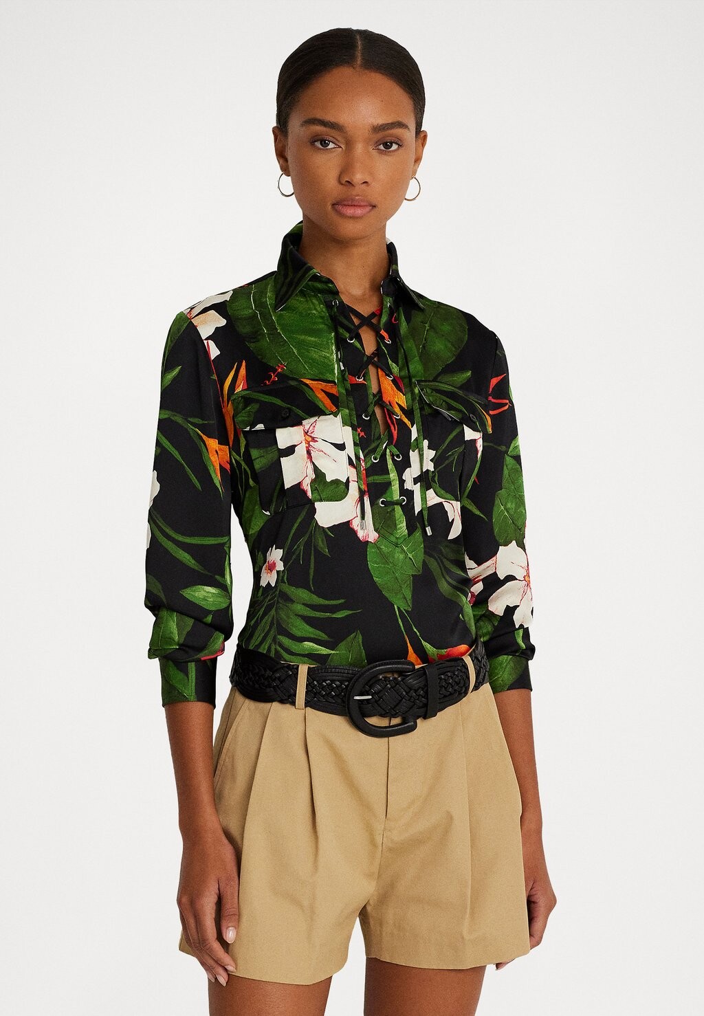 

Блуза Lauren Ralph Lauren NILAYCEE LONG SLEEVE BLOUSE, цвет black/green/multi